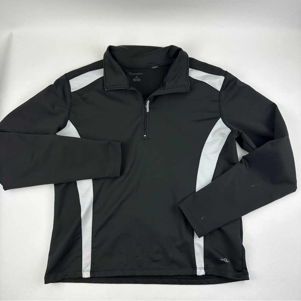 Champion Pullover Jacket Womens Large Black White Quarter Zip